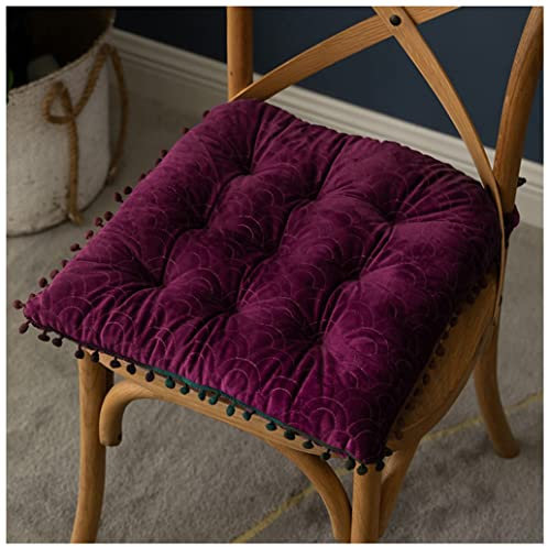 Cuscino quadrato per sedia con lacci per interni ed esterni, morbido cuscino con pompon carini, fucsia, 2 confezioni da 40 x 40 dimensioni.