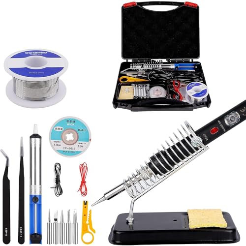 Lötkolben Set, ockered Lötkolben 18 in 1 Lötset 60W Lötstation mit Temperatur Einstellbar 220-480°C, Regelbar und EIN/AUS-Schalter, 5 Lötspitzen für Elektrotechnik Reparaturen Profi Hobbybastler