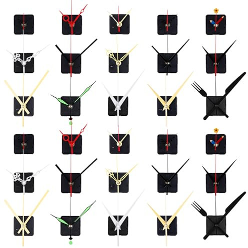 30Pcs Short Spindle Quartz Clock Movement Kit - Silent Mechanism with Motor Hands for Wall Clock Repair Replacement DIY Garden Cross