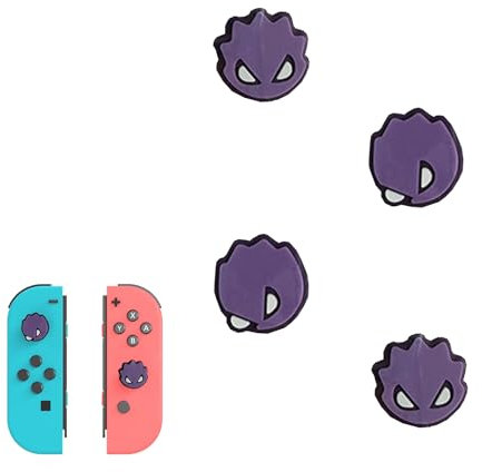 Haofun 4 Piezas Soft Silicone Joystick Caps para Nintendo Switch 1, Joystick Grip Caps, Replacement Thumb Grip Caps, Experiencia de Juego Fácil de Instalar - Estilo Fantasma Lindo Morado