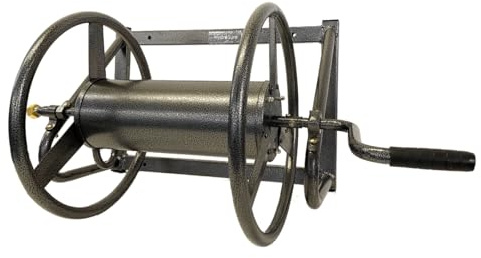 HydroSure 100m Heavy Duty Wall Mounted Hose Reel | Powder Coated Steel Storage System with Reinforced Mounting Bracket and Smooth Wind Handle for Professional Outdoor Watering