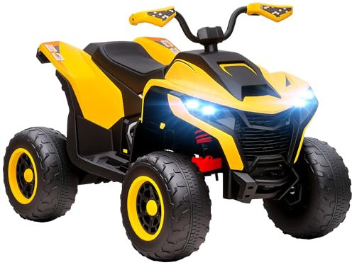 AIYAPLAY Elektro Quad für Kinder 12V Elektro Kinderquad mit 2 Motor, 3-6km/h Kinder Quad mit Federung, LED-Leuchte, Kinderauto mit USB, Musik für 3-8 Jahre, Gelb