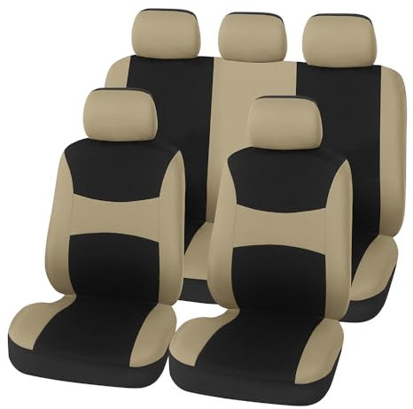 Auto Sitzbezüge Sets Für VW Polo 9N 2001-2009, Atmungsaktiv Verschleißfest Bequem Sitzkissen Zubehör,B Beige
