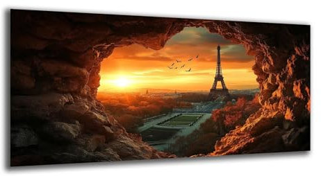 Malen Nach Zahlen Erwachsene Paris Klein Malen Nach Zahlen 80X40cm, Landschaft Bastelset Erwachsene Frauen, Farbiges Leinwand Acrylfarben DIY Ölgemälde Set Dekoration Geschenke für Fraue/Männer-z480