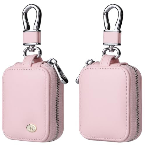 Fofvccv Custodia per auricolari per AirPods 4/1/2/3/Pro 2, custodia in pelle PU con cerniera per il trasporto con portachiavi, per auricolari wireless, cuffie cablate e cavo USB EJB rosa