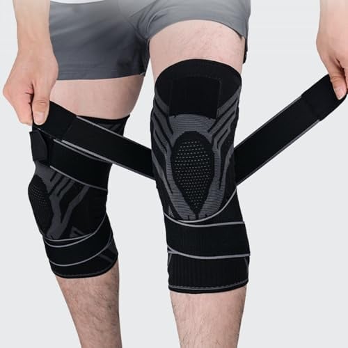Drakon Rodillera Menisco y Ligamento. Rodillera de Compresión para Gym y Futbol con Estabilizadores Laterales y Bandas Ajustables. Rodillera Rotuliana para Hombre y Mujer. (Negro, Medium)