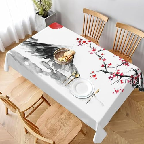 Tischdecke Abwaschbar Japanisch Orientalisch Outdoor Rechteckig 100x140 cm 3D Tischdecken Landschaft, Tischtuch Ornamente Polyester Gartentischdecke 140x100 Tischwäsche Wetterfest a-483