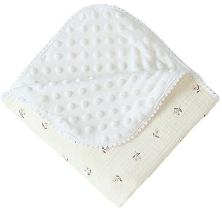 YUGSHNKFC Cobijas de algodón con parte delantera y forro polar punteado para recién nacidos, unisex, para bebés de 0 a 3 años