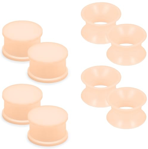 Pexveiuu 00G Solid Flesh Skin Tone Slicone Gauges Tunnels Plugs for Ear 00 Gauge 10mm Double Flare Rubber Plastic Gauges Tunnel Earring Stretching Kit Piercing Jewelry Women Men 1/8 inch
