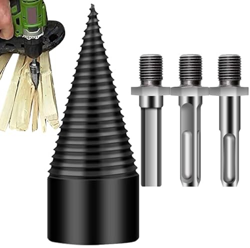 Brennholzspalter Bohrer Holzspalter Bohrer Set Abnehmbares Zubehör Stahl Kaminholz Spalter Bohrerkopf Hochgeschwindigkeits Spiralkegel B-ohrer Für Bohrmaschinen Und Akkuschrauber Gartenarbeit