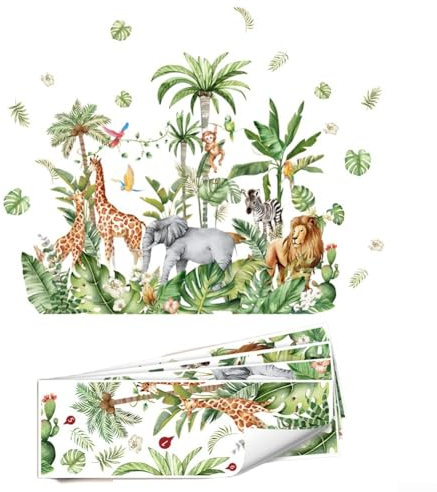 Dschungeltier-Wanddekoration, 4-teiliges Set, um die Fantasie im Kinderzimmer zu verbessern