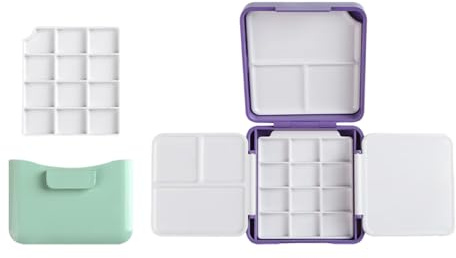 12 Well Paint Box with Brush Washer Watercolor Case Folding Box for Artist Student Portable Watercolor Box