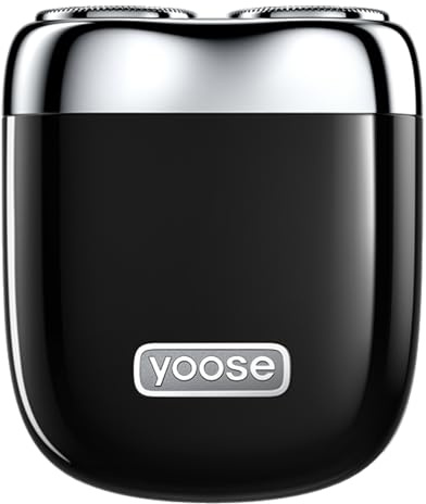 yoose MINI Rasierer Herren elektrisch, Elektrorasierer Herren aus Legierung, IPX7 wasserdicht elektrischer Rasierer Herren mit 8000rpm Motor, Typ-C-Kabel und magnetischer Scherkopf, Schwarz