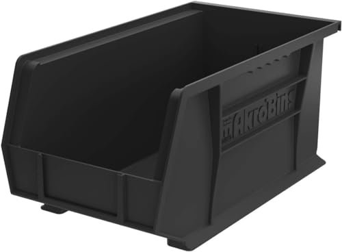 Akro-Mils AkroBins 30240 Plastic Hanging Stackable Storage Organizer Bin, 15-Inch x 8-Inch x 7-Inch, Black, 12-Pack