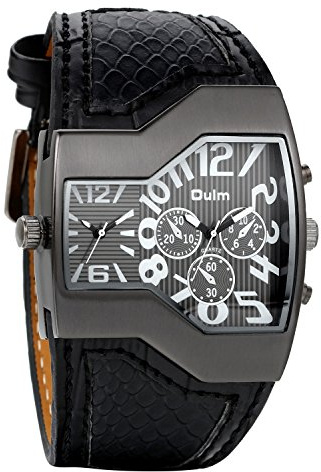 Avaner Uhren Herren Breite Lederarmband: Armbanduhr mit 2 Zeitzonen Arabische Zahlen Sportuhr Militär Herrenuhr Analog Quarzuhr für Herren