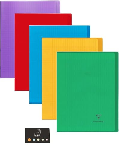 Lot de 5 Cahiers Koverbook 2 en 1-24 x 32 cm 96 pages Clairefontaine + 1 Index Adhesif Blumie