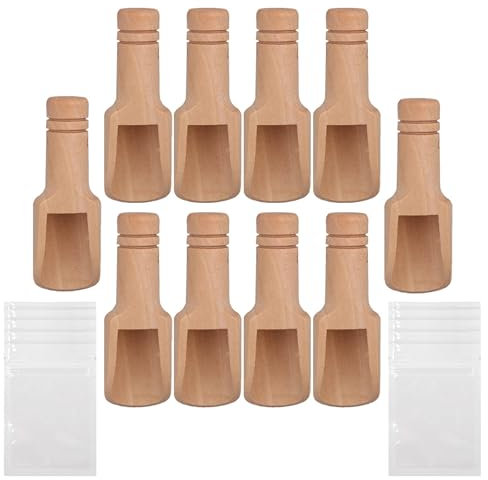 Mxfans Small Salt Scoop Natural Wood Multi-Purpose Wooden Spoon 75x25mm Pack of 10