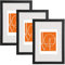 WOLTU Bilderrahmen 21x29,7 cm A4, Fotorahmen zum vertikalen oder horizontalen Aufhängen/Aufstellen, Holzrahmen mit Passepartout, Set of 3 Posterrahmen Collage Wanddeko, Schwarz