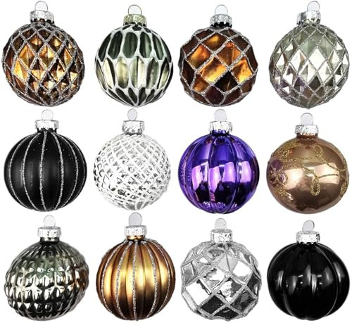 My-goodbuy24 12er Set Luxus Weihnachtskugeln Echtglas Glaskugeln Weihnachten weihnachtsdeko Christbaumkugeln Set G 6 cm braun