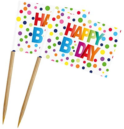 Folat Happy Bday Lot de 50 brochettes à Pois