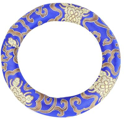 Singing Bowl Cushion, Silk Round Design Meditation Cushion, Blue for Meditation Yoga Spiritual Home Use