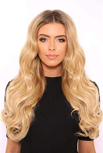Lullabellz Super Thick Natural Wavy Clip In Hair Extensions 5-Piece, 22-Inch Length, Light Golden Blonde