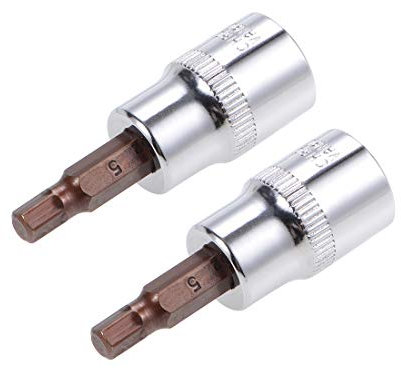 sourcing map 2 Pcs 3/8 Drive x 5mm Hex Bit Socket, Standard Metric, S2 & Cr-V Steel