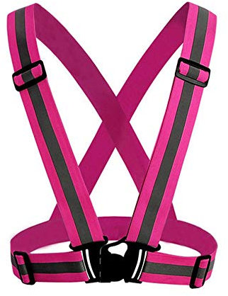 Gilet Haute visibilité Ceinture réfléchissante Sécurité Visibilité Gilet Veste Nuit Running Jogging Cyclisme Taille réglable Rose