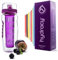 Hydracy Trinkflasche für Fruchtschorlen 1L - Sport Wasserflasche Bpa Frei mit Zeitmarke und Langem Infuser - Detox Sportflasche + 27 Köstlichen Rezepten Aufgegossenes Wasser eBook Geschenk - Lila