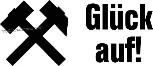 WB wohn trends Auto-Aufkleber, Glück auf Schlägel und Eisen Ruhrpott Ruhrgebiet, rapsgelb, 15cm breit, Farbe und Größe wählbar, KFZ-Sticker LKW Spruch