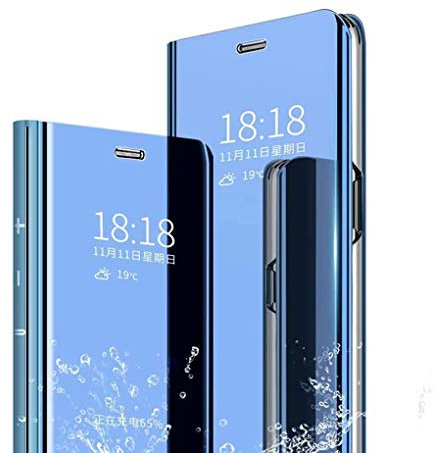 Wuzixi Hülle für Huawei P smart 2021. Smart Case, Tasche Smart Spiegelüberzug Sleep Flip Leder Tasche Smart Leder Tasche Schutzhülle für Huawei P smart 2021.Blau