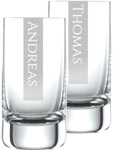 Miriquidi Schnapsgläser 2er Set mit Gravur | 2 Stück Schnapsglas 5cl Schott Glas mit Namen | LogoGlas | Spülmaschinenfest | Schnapsglas & Individuelle Lasergravur