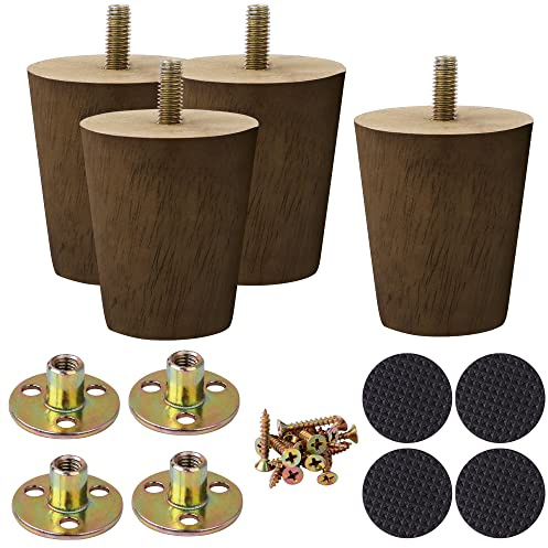 sourcing map Möbelbeine aus Holz, 7,9 cm, rund, Massivholz, Couchbeine, Walnussfarbe, Mitte des Jahrhunderts, moderne Ersatzfüße für Sessel, Liege, Couchtisch, Kommode, 4 Stück