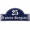 Sosenco Placa para número de casa con nombre de calle, 27 x 60 cm, cerámica esmaltada, resistente a la intemperie, personalizable (azul)