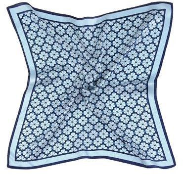 MayTree Seidentuch aus 100% Maulbeer-Seide - Quadratisch Klee blau 53x53 - Luxuriöses Damen Halstuch - Eleganter Bandana-Schal für Damen - Luxus und Komfort für Erwachsene