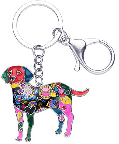 WEVENI Emaille Legierung Labrador Hund Schlüsselanhänger Zubehör Haustierschmuck Auto Brieftasche Charms Für Frauen Mädchen (Mehrfarbig)