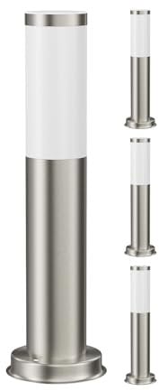 ledscom.de 4 Stück Wegelicht/Pollerleuchte PORU für außen, IP44, 39 cm, edelstahl, 1x E27 max. 40W