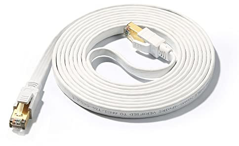 JBSTK LAN Kabel 5m CAT8 Flach Ethernet-Kabel Weiss Netzwerkkabel Internetkabel Patchkabel mit rj45 Stecker für Router, Switch, Modem, Laptop, PS5, PS4, Smart TV, Xbox One,Switch