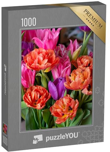 puzzleYOU: Puzzle 1000 Teile „Blumenstrauß aus Tulpen, Ostern“ – aus der Puzzle-Kollektion Blumen