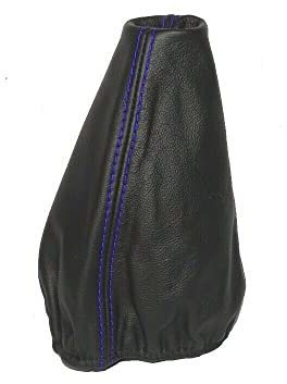 The Tuning-Shop Ltd Schaltsack kompatibel mit VW Lupo, Leder, verschiedene Nähtfarben erhältlich (blauer Stich)