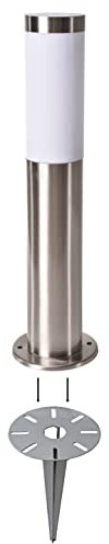 Novatool Gartenlampe I 45 cm I mit Erdspieß I Edelstahl I IP44 I E27 Sockel I Gartenleuchte Stehlampe Säulenlampe außen Außenlampe Aussenleuchten Sockelleuchte Pollerleuchte