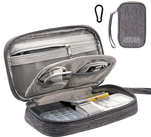 OrgaWise Kabeltasche Kabelorganizer Reisen Kabel Etui Elektronik Zubehör Organizer Tasche Universaltasche für Bag Accessories Handy Ladekabel, Powerbank, USB Sticks (Buckles-Grau)