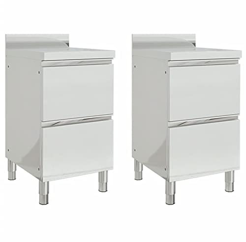 Tidyard 2 STK. Gastro Küchenschrank mit 2 Schubladen Arbeitsschrank Edelstahlschrank Gastroschrank Edelstahl