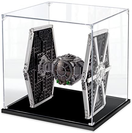 Acryl Vitrine Box Für Lego 75300 TIE Fighter Bausteine Modell, Acryl Vitrine, Durchsichtige Display Box Mit Schwarzem Sockel Staubdichte Aufbewahrungsvitrine 20X20x20cm 2mm