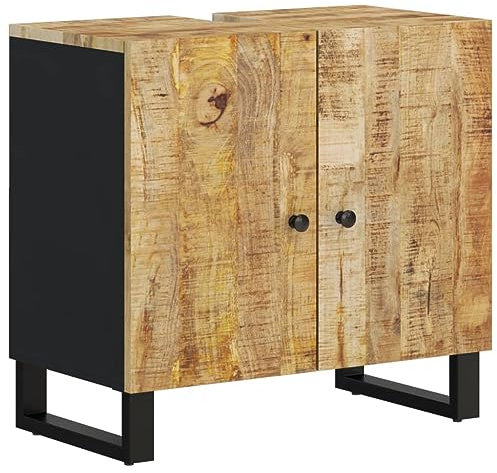 vidaXL Mueble de Lavabo, Armario Bajo de Almacenaje, Aparador con Patas, Mueble para Baño, Madera Maciza de Mango y Madera de Ingeniería 62x33x58 cm