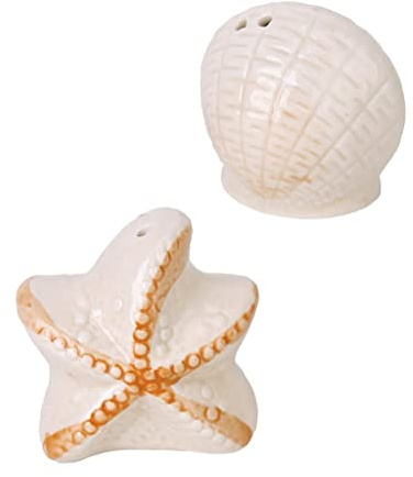 Tiuimk Salière et poivrière en céramique étoile de mer et coquillage – Cadeaux de mariage personnalisés