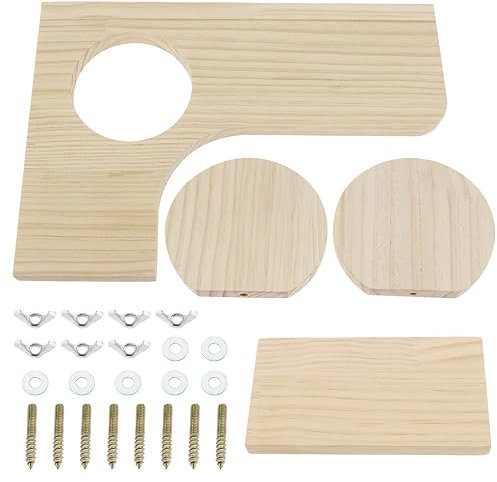 eMagTech 4 Stück L-Form mit Löchern / Rechteckig / Runde Holzplattform Stehplattform für Hamster, Rennmäuse, Chinchillas, Papageien Natürlicher Lebensraum Hamsterkäfig Zubehör