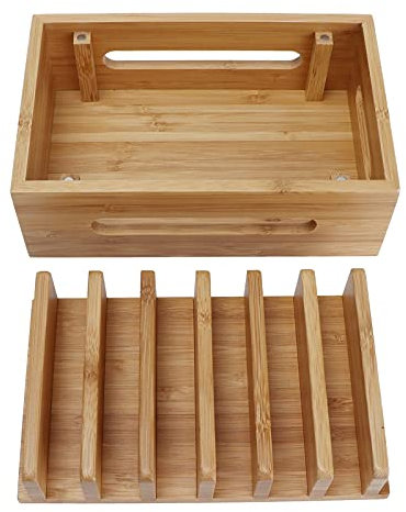 Soporte de Almacenamiento para Tableta, Caja de Almacenamiento para Tableta de Madera de bambú, Elegante, Retro, Simple, Detallado para Almacenamiento de Teléfonos Móviles para