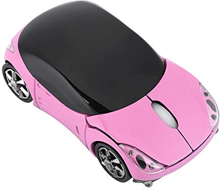 Bewinner 2,4 G Kabellose Maus, Auto-Maus, Coole Sportwagen-Form, 2,4 GHz Kabellose Maus, Optische Kabellose Mäuse mit USB-Empfänger, Kabellose Maus, Optische Maus 1600 DPI für (PINK)