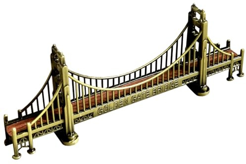 PJENOSOY American Golden Gate Bridge Statue – San Francisco Wahrzeichen Metall Architektonisches Modell – Desktop-Dekoration, 17,8 cm Länge